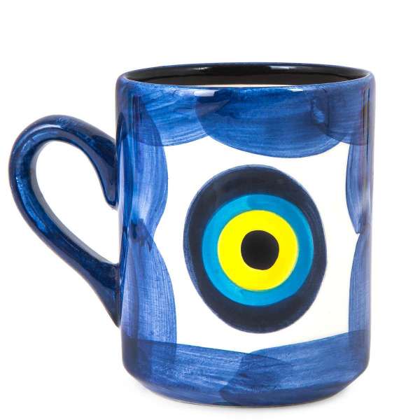 taza cerámica ojo turco azul