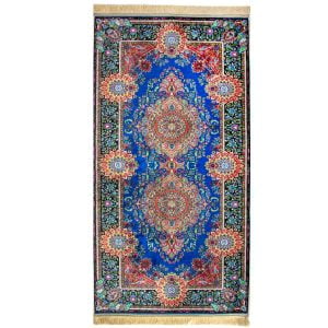 Alfombra antideslizante azul y negra