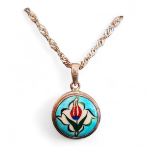 Colgante de plata con cerámica pintada a mano Lale