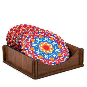 Juego de posavasos con caja turuncu